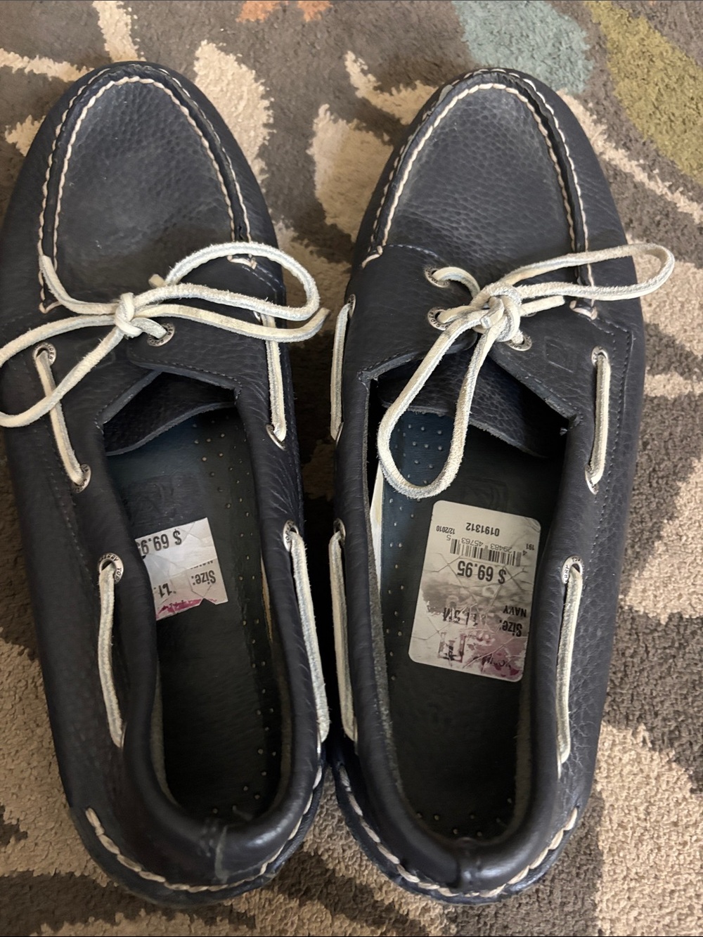 Sperry Navy and White Leather Boat Shoes